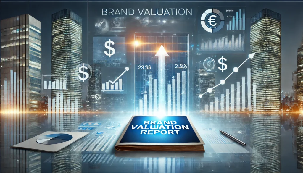 Professional 16:9 feature image showing a glowing brand valuation report symbolizing financial growth for Indian businesses.