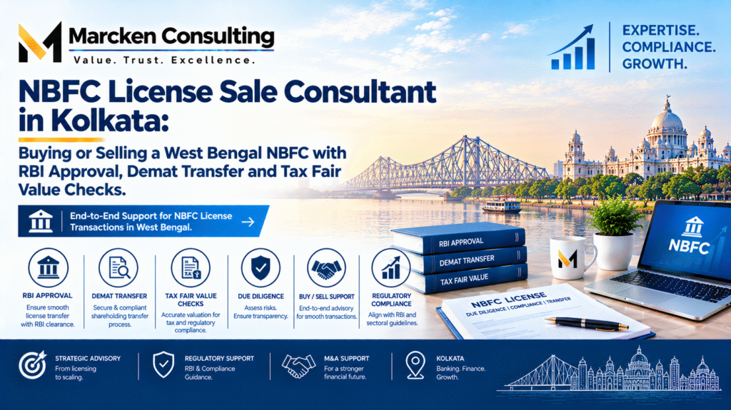 NBFC License Sale Consultant in Kolkata: Buying or Selling a West Bengal NBFC with RBI Approval, Demat Transfer and Tax Fair Value Checks